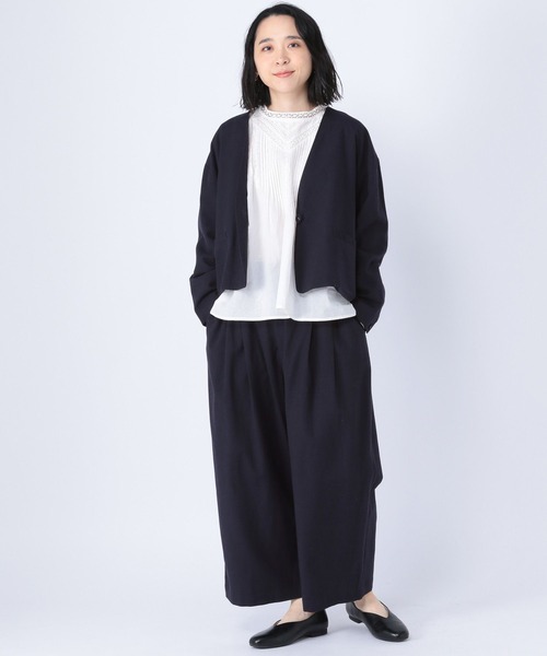studio CLIP（スタディオクリップ）の「《natural by clip》リネンジャケット×ワイドパンツ[プチサイズあり]（ノーカラージャケット・レディース・ベージュ系その他7/ネイビー/ブラック・FREE/PF）」の7枚目の写真