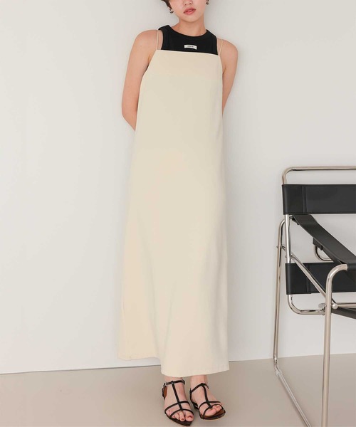 titivate（ティティベイト）の「Iラインキャミソールワンピース（ワンピース・レディース・ライトブルー/ベージュ系その他/アイボリー/ブラック・L/M/S/PS(XS－S)）」の2枚目の写真