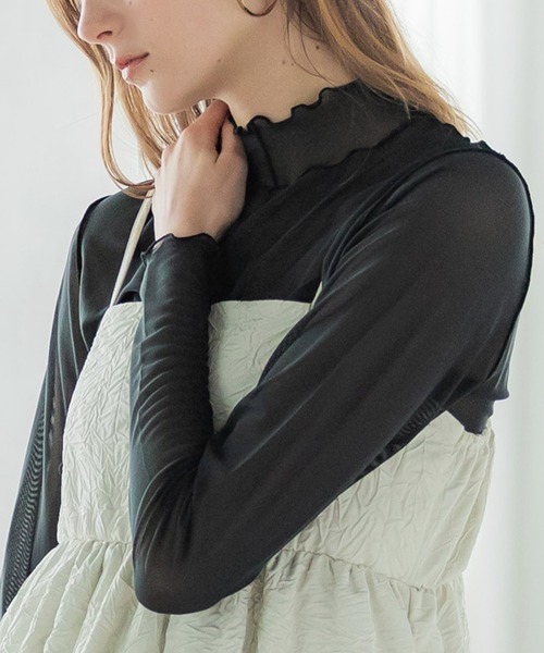 coca(coca)(コカ)の「シースルーレイヤードトップス(Tシャツ/カットソー・レディース・ベージュ/ライトグリーン/ブラック/アイボリー・M/L/S)」の3枚目の写真