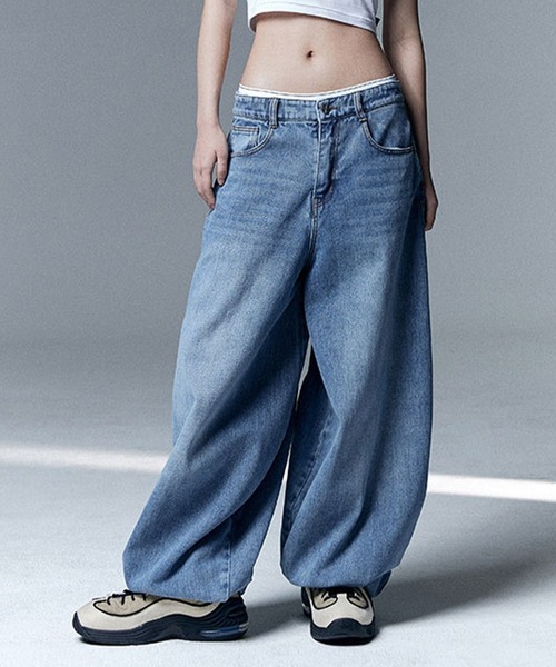 NOT4NERD(ノットフォーナード)の「【UNISEX】NOT4NERD/バルーンデニム 2109385(デニムパンツ・レディース・ブルー/ブラック・MEDIUM/LARGE)」の2枚目の写真