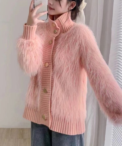 Miniministore(ミニミニストア)の「ファーカーディガン スタンドカラー 韓国(カーディガン/ボレロ・レディース・ラベンダー/ベージュ/ピンク/ホワイト・FREE)」の14枚目の写真