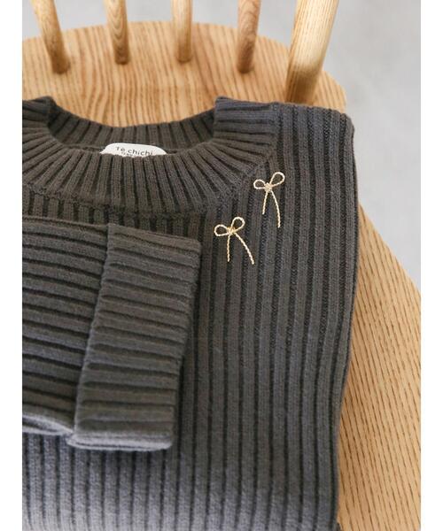 Te chichi TERRASSE（テチチテラス）の「ハイネックターンバックリブニット（ニット/セーター・レディース・ラベンダー/オフホワイト/チャコールグレー・F）」の2枚目の写真