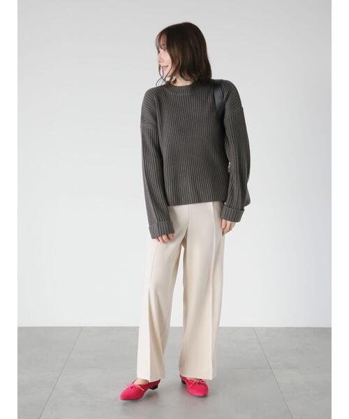 Te chichi TERRASSE（テチチテラス）の「ハイネックターンバックリブニット（ニット/セーター・レディース・ラベンダー/オフホワイト/チャコールグレー・F）」の17枚目の写真