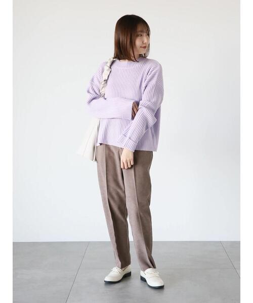 Te chichi TERRASSE（テチチテラス）の「ハイネックターンバックリブニット（ニット/セーター・レディース・ラベンダー/オフホワイト/チャコールグレー・F）」の7枚目の写真
