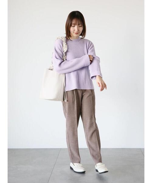 Te chichi TERRASSE（テチチテラス）の「ハイネックターンバックリブニット（ニット/セーター・レディース・ラベンダー/オフホワイト/チャコールグレー・F）」の16枚目の写真