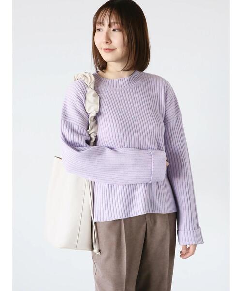 Te chichi TERRASSE（テチチテラス）の「ハイネックターンバックリブニット（ニット/セーター・レディース・ラベンダー/オフホワイト/チャコールグレー・F）」の18枚目の写真