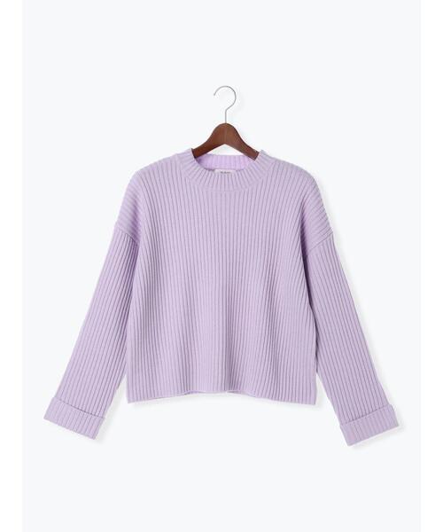 Te chichi TERRASSE（テチチテラス）の「ハイネックターンバックリブニット（ニット/セーター・レディース・ラベンダー/オフホワイト/チャコールグレー・F）」の8枚目の写真