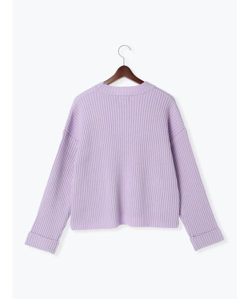 Te chichi TERRASSE（テチチテラス）の「ハイネックターンバックリブニット（ニット/セーター・レディース・ラベンダー/オフホワイト/チャコールグレー・F）」の14枚目の写真