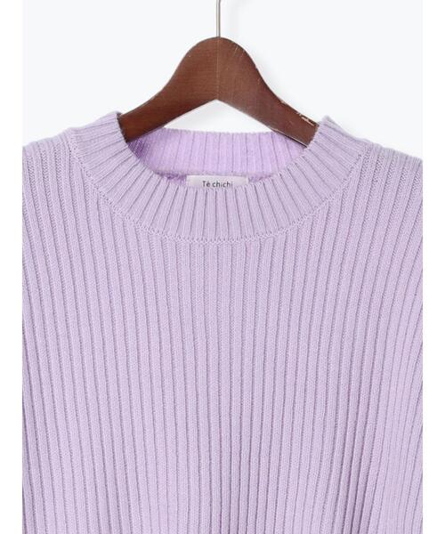 Te chichi TERRASSE（テチチテラス）の「ハイネックターンバックリブニット（ニット/セーター・レディース・ラベンダー/オフホワイト/チャコールグレー・F）」の19枚目の写真