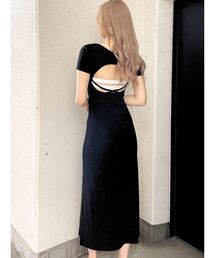 GYDA | BACK OPENカップ付きフレアロングワンピース(ワンピース)