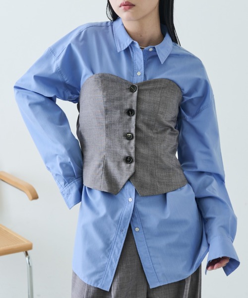 Aunt Marie's（アントマリーズ）の「フロントボタンビスチェ/セットアップ対応（チューブトップ・レディース・ライトグレー/ネイビー/グレー/ブラック・FREE）」の12枚目の写真