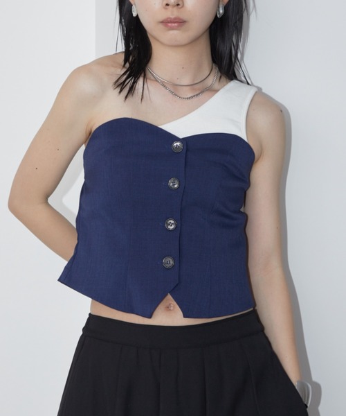 セール】フロントボタンビスチェ/セットアップ対応（チューブ