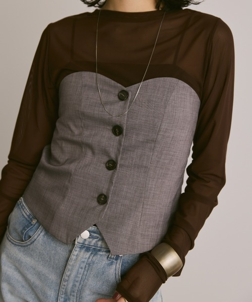 セール】フロントボタンビスチェ/セットアップ対応（チューブトップ
