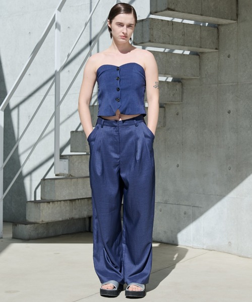 Aunt Marie's（アントマリーズ）の「フロントボタンビスチェ/セットアップ対応（チューブトップ・レディース・ライトグレー/ネイビー/グレー/ブラック・FREE）」の5枚目の写真