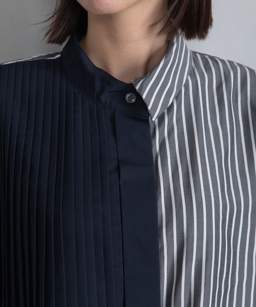 MARECHAL TERRE（マルシャルテル）の「アシンメトリープリーツシャツ（シャツ/ブラウス・レディース・ブラック系/ブルー系その他/ネイビー系/ホワイト系その他・MEDIUM）」の12枚目の写真