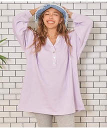 anap mimpi | シェルボタン ヘンリーネック 裏毛 スウェット ミニワンピース(ワンピース)