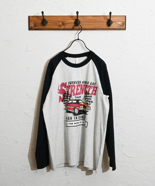 Anytime Songs(エニータイムソングス)の「16/天竺ラグラン 切り替えプリント Tシャツ(STRENGTH)(Tシャツ/カットソー・メンズ・ホワイト/アッシュ/ベージュ・LARGE/MEDIUM/X-LARGE)」の16枚目の写真