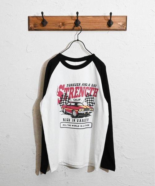 Anytime Songs(エニータイムソングス)の「16/天竺ラグラン 切り替えプリント Tシャツ(STRENGTH)(Tシャツ/カットソー・メンズ・ホワイト/アッシュ/ベージュ・LARGE/MEDIUM/X-LARGE)」の15枚目の写真