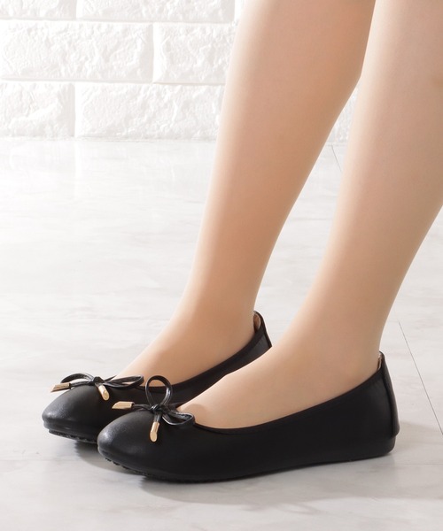 Lace Ladies（レースレディース）の「ラウンドトゥ リボン フラット バレエパンプス（バレエシューズ・レディース・ブラック系1/ベージュ系2/ベージュ系1/ブラック系2・22.5/23/23.5/24/24.5/ 25）」の5枚目の写真