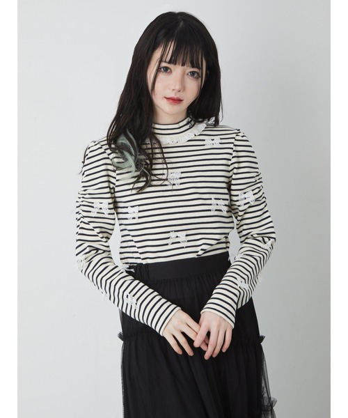 Ank Rouge(アンクルージュ)の「チビリボンTOPS(Tシャツ/カットソー・レディース・ブラック/ホワイト/A・M)」の3枚目の写真