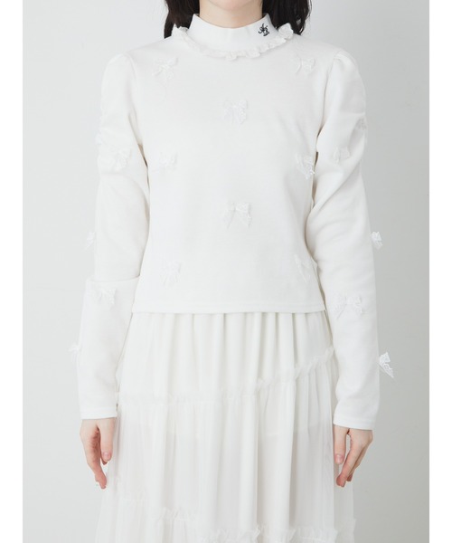 Ank Rouge(アンクルージュ)の「チビリボンTOPS(Tシャツ/カットソー・レディース・ブラック/ホワイト/A・M)」の5枚目の写真