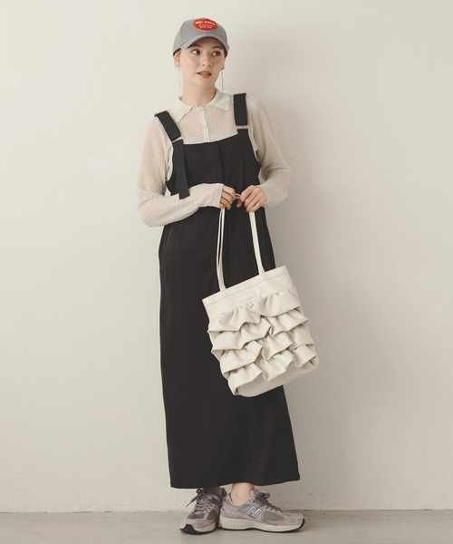 MILKFED.（ミルクフェド）の「TAPE OVERALL DRESS（ワンピース・レディース・オリーブ/ブラック・ONE SIZE）」の11枚目の写真