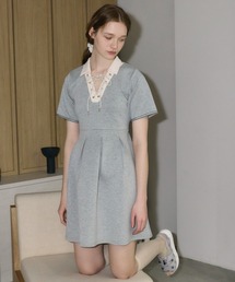 lace up polo onepiece/ポロミニワンピース