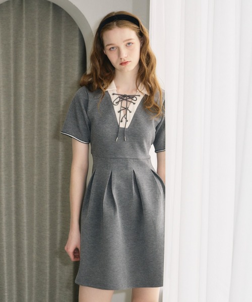 新品　idem lace up polo onepiece ポロワンピース lace up polo onepiece/ポロミニワンピース（ワンピース）｜idem