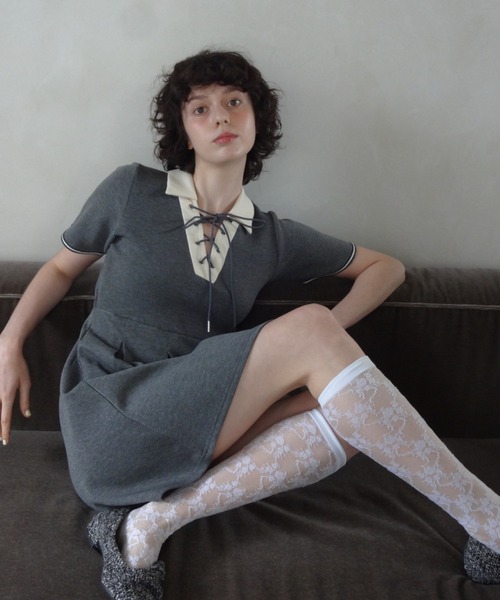 idem（イデム）の「lace up polo onepiece/ポロミニワンピース（ワンピース・レディース・ライトグレー/ダークグレー/ネイビー・FREE）」の19枚目の写真