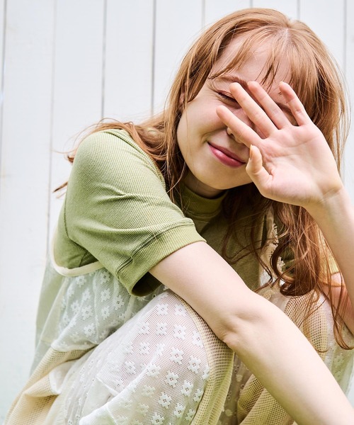 Crisp（クリスプ）の「ベーシックリンガーTシャツ（Tシャツ/カットソー・レディース・ブラック/ブラウン/グリーン・FREE）」の3枚目の写真