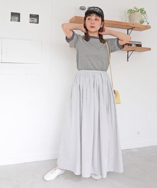 Crisp（クリスプ）の「ベーシックリンガーTシャツ（Tシャツ/カットソー・レディース・ブラック/ブラウン/グリーン・FREE）」の5枚目の写真