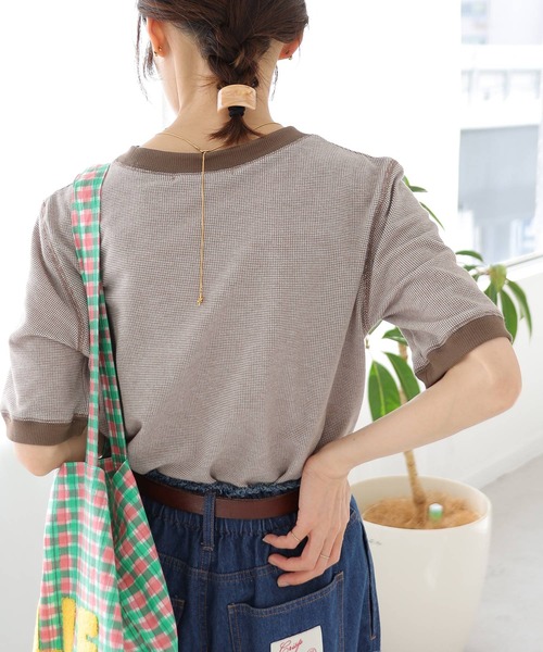 Crisp（クリスプ）の「ベーシックリンガーTシャツ（Tシャツ/カットソー・レディース・ブラック/ブラウン/グリーン・FREE）」の20枚目の写真