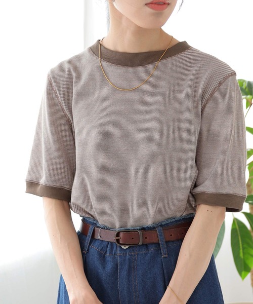 Crisp（クリスプ）の「ベーシックリンガーTシャツ（Tシャツ/カットソー・レディース・ブラック/ブラウン/グリーン・FREE）」の19枚目の写真