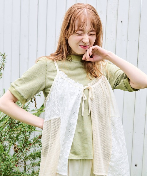 Crisp（クリスプ）の「ベーシックリンガーTシャツ（Tシャツ/カットソー・レディース・ブラック/ブラウン/グリーン・FREE）」の15枚目の写真