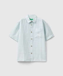 BENETTON (UNITED COLORS OF BENETTON) | キッズリネンコットン大柄チェック柄半袖シャツB(シャツ/ブラウス)
