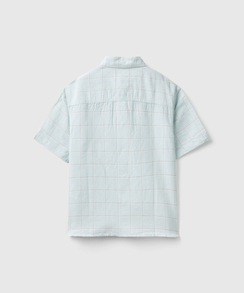 BENETTON (UNITED COLORS OF BENETTON)（ベネトンユナイテッドカラーズオブベネトン）の「キッズリネンコットン大柄チェック柄半袖シャツB（シャツ/ブラウス・キッズ・ライトブルー・SMALL/MEDIUM/LARGE/X-LARGE）」の3枚目の写真