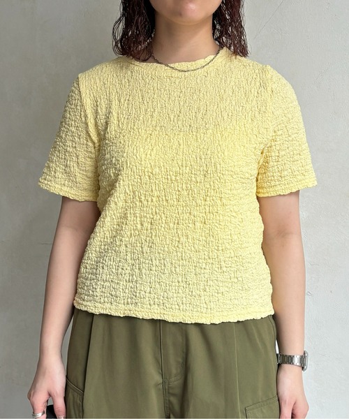 CPCM（シーピーシーエム）の「ポップコーンコンパクトT（Tシャツ/カットソー・レディース・ブラック/オフホワイト/ブルー/レモンイエロー/ピンク/ネイビー・FREE）」の8枚目の写真