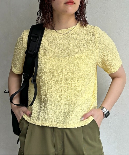 CPCM（シーピーシーエム）の「ポップコーンコンパクトT（Tシャツ/カットソー・レディース・ブラック/オフホワイト/ブルー/レモンイエロー/ピンク/ネイビー・FREE）」の10枚目の写真