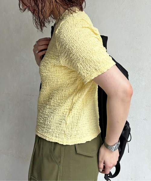 CPCM（シーピーシーエム）の「ポップコーンコンパクトT（Tシャツ/カットソー・レディース・ブラック/オフホワイト/ブルー/レモンイエロー/ピンク/ネイビー・FREE）」の11枚目の写真