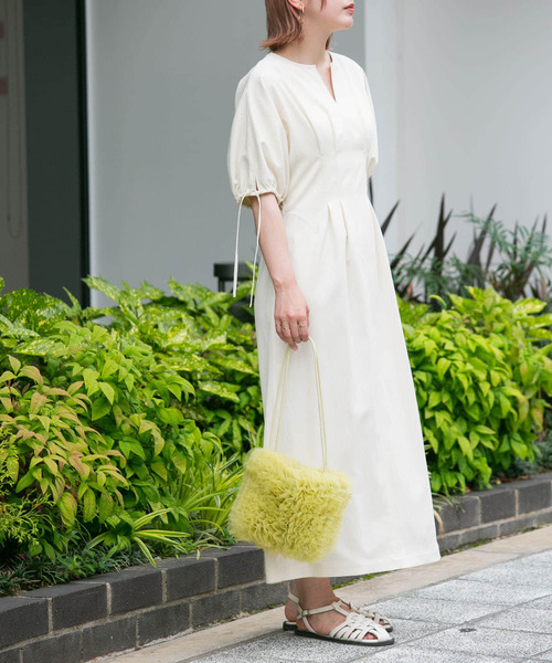 KBF（ケイビーエフ）の「『2サイズ展開』ドロストスリーブウエストタックワンピース（ワンピース・レディース・アイボリー/ブラック/オレンジ系その他/ホワイト系その他・36/38）」の7枚目の写真