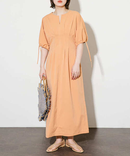 セール】『2サイズ展開』ドロストスリーブウエストタックワンピース