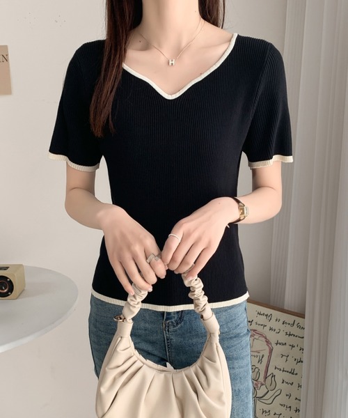 ABITOKYO(アビトーキョー)の「配色ニットスキッパネックトップス(ニット/セーター・レディース・ブラック/アイボリー/ベージュ・FREE)」の13枚目の写真