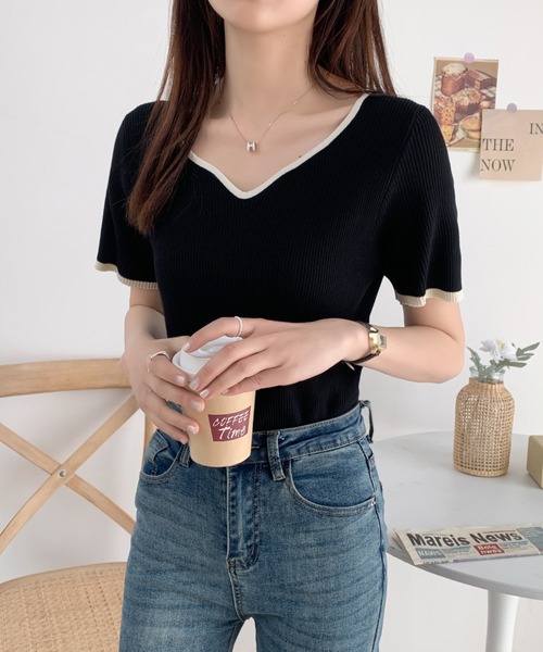 ABITOKYO(アビトーキョー)の「配色ニットスキッパネックトップス(ニット/セーター・レディース・ブラック/アイボリー/ベージュ・FREE)」の17枚目の写真