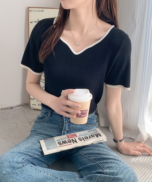 ABITOKYO(アビトーキョー)の「配色ニットスキッパネックトップス(ニット/セーター・レディース・ブラック/アイボリー/ベージュ・FREE)」の20枚目の写真