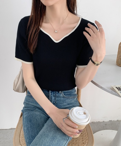 ABITOKYO(アビトーキョー)の「配色ニットスキッパネックトップス(ニット/セーター・レディース・ブラック/アイボリー/ベージュ・FREE)」の21枚目の写真