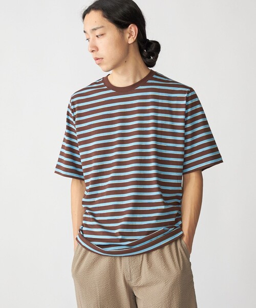 SHIPS(シップス)の「SHIPS: カスリ マルチ ボーダー Tシャツ(Tシャツ/カットソー・メンズ・ネイビー/ブラック/ライトグリーン/ブラウン・X-LARGE/LARGE/MEDIUM/SMALL)」の3枚目の写真