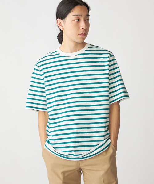 SHIPS(シップス)の「SHIPS: カスリ マルチ ボーダー Tシャツ(Tシャツ/カットソー・メンズ・ネイビー/ブラック/ライトグリーン/ブラウン・X-LARGE/LARGE/MEDIUM/SMALL)」の4枚目の写真