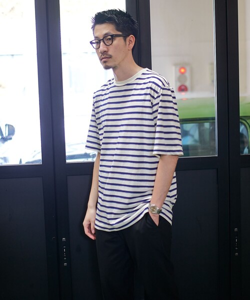 SHIPS(シップス)の「SHIPS: カスリ マルチ ボーダー Tシャツ(Tシャツ/カットソー・メンズ・ネイビー/ブラック/ライトグリーン/ブラウン・X-LARGE/LARGE/MEDIUM/SMALL)」の7枚目の写真