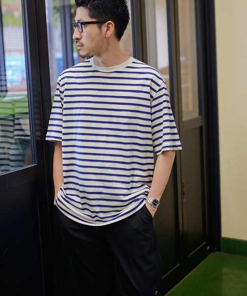 SHIPS(シップス)の「SHIPS: カスリ マルチ ボーダー Tシャツ(Tシャツ/カットソー・メンズ・ネイビー/ブラック/ライトグリーン/ブラウン・X-LARGE/LARGE/MEDIUM/SMALL)」の8枚目の写真