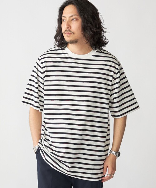 SHIPS(シップス)の「SHIPS: カスリ マルチ ボーダー Tシャツ(Tシャツ/カットソー・メンズ・ネイビー/ブラック/ライトグリーン/ブラウン・X-LARGE/LARGE/MEDIUM/SMALL)」の20枚目の写真